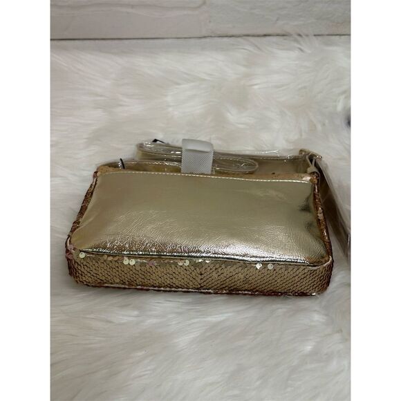 Nicole Miller Gold Sequin Shoulder Bag Small Party Cocktail Glamour NWT - Picture 15 of 17